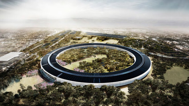 This video shot by a flying drone shows Apple’s spaceship campus in construction