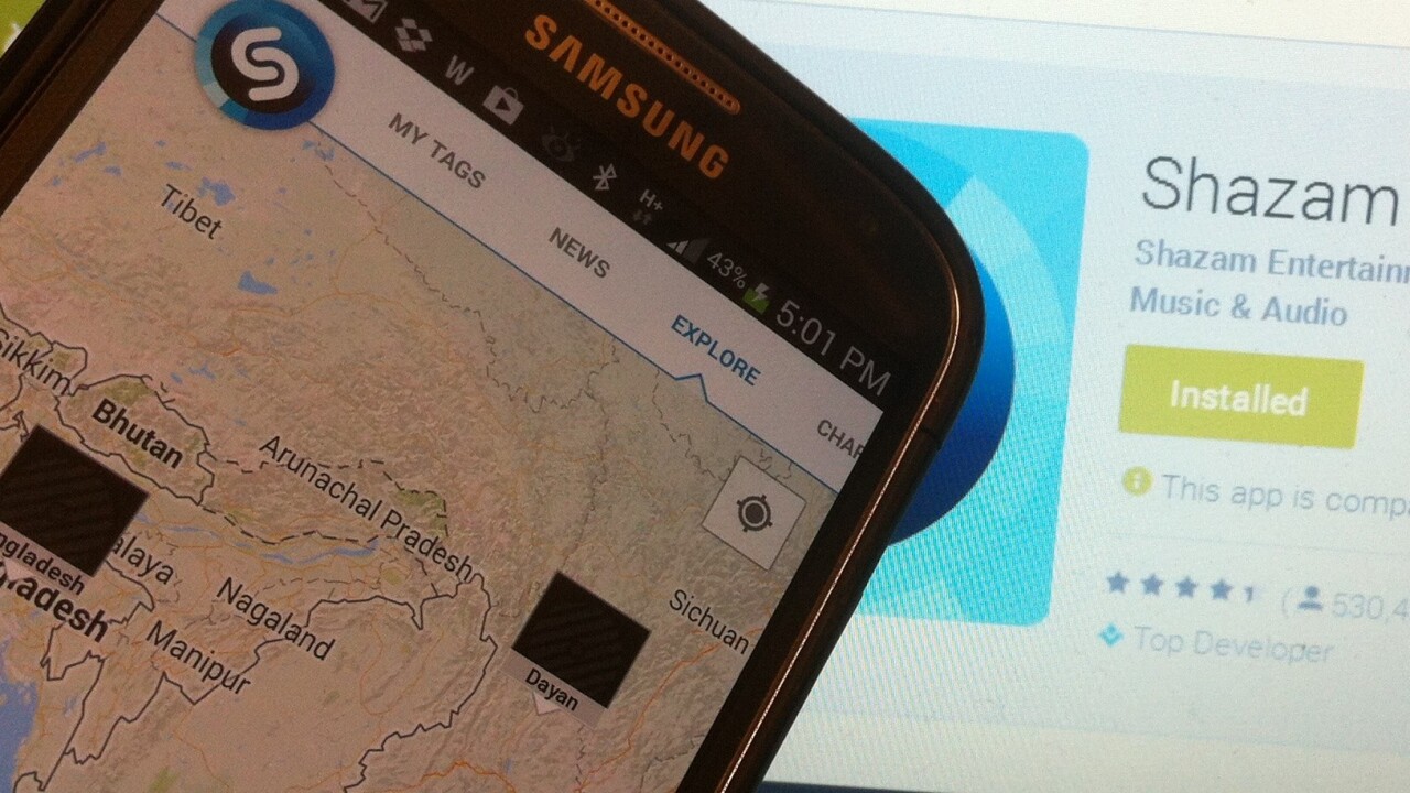 Shazam brings interactive maps to Android, letting you see the most-tagged songs by region