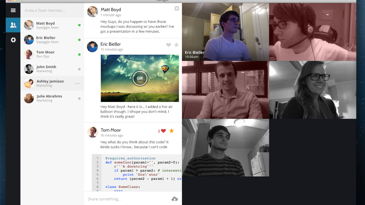 Sqwiggle’s Mac and browser-based remote workplace app is now free for teams of three people or less