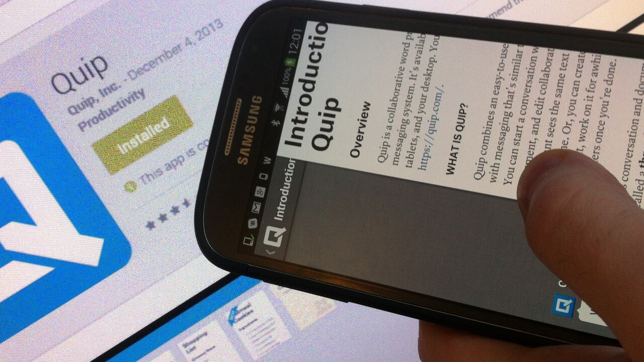 Quip, ex-Facebook CTO Bret Taylor’s collaborative word processing app, officially arrives for Android