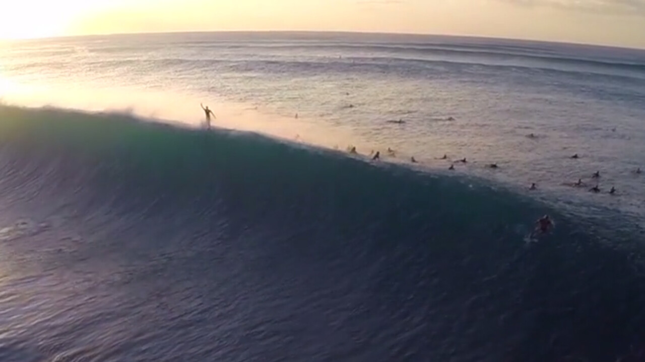 This surfing video shot with a drone and a GoPro at Banzai Pipeline will blow you away