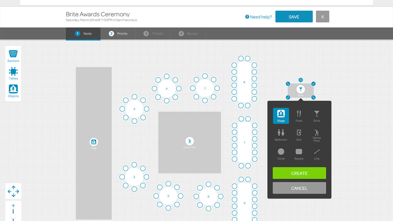 Eventbrite branches out into reserved seating with new drag-and-drop seating charts