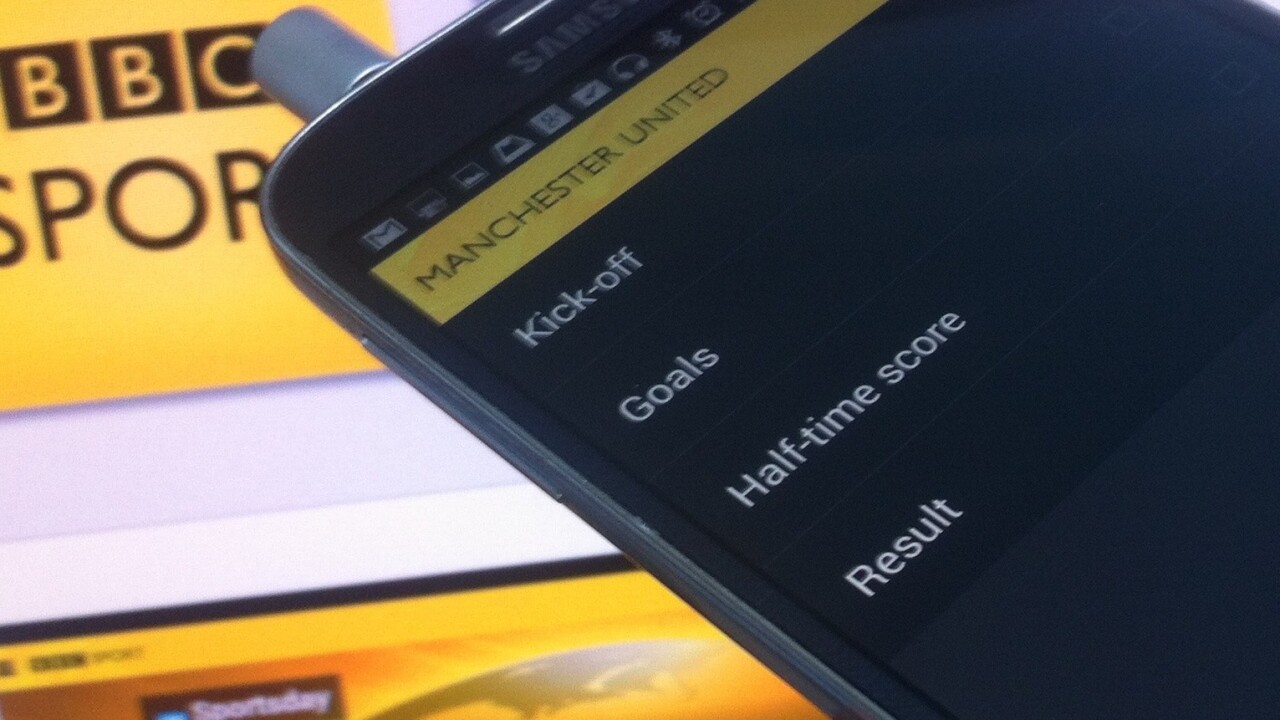 BBC Sport mobile app now serves up push notifications for football results and goals