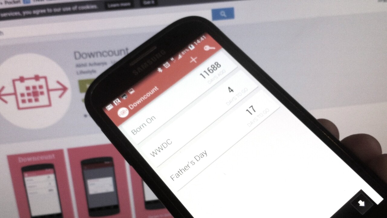 Downcount for Android is a simple way to count down to any event