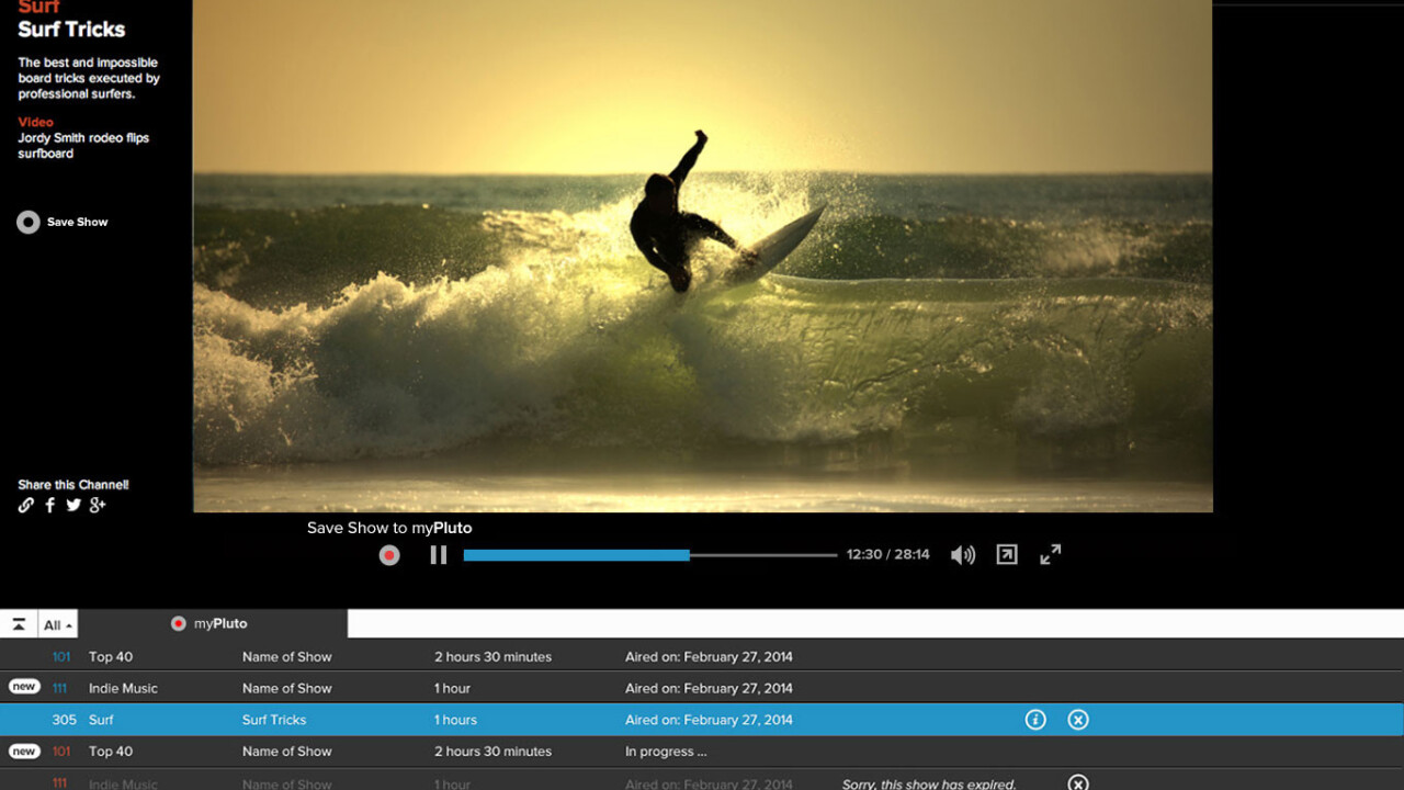 Web TV service Pluto.TV adds a DVR feature so you can save shows for later