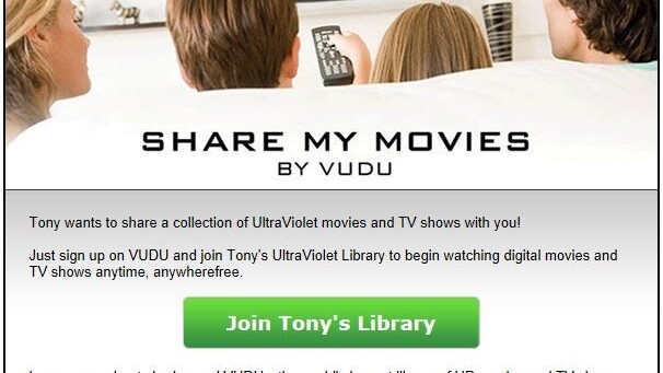 VUDU adds an UltraViolet sharing option so up to five friends can watch your movies and shows
