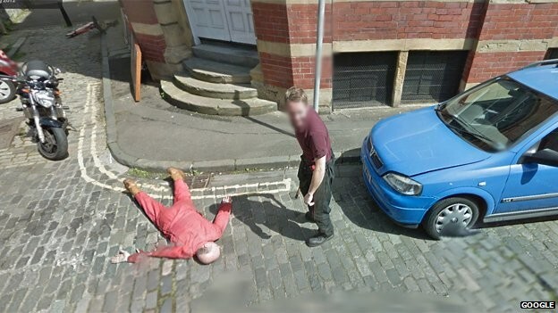 What do you do when you see a Google Street View car? These guys staged a murder.