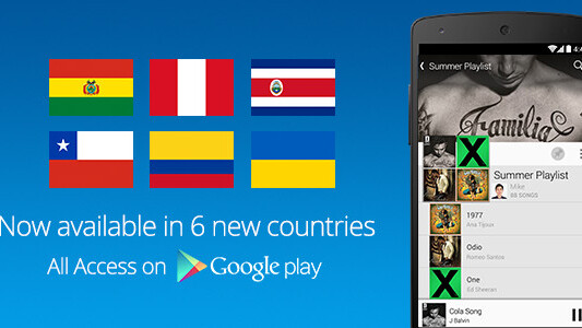 Google Play Music All Access comes to Bolivia, Chile, Colombia, Costa Rica, Peru and Ukraine