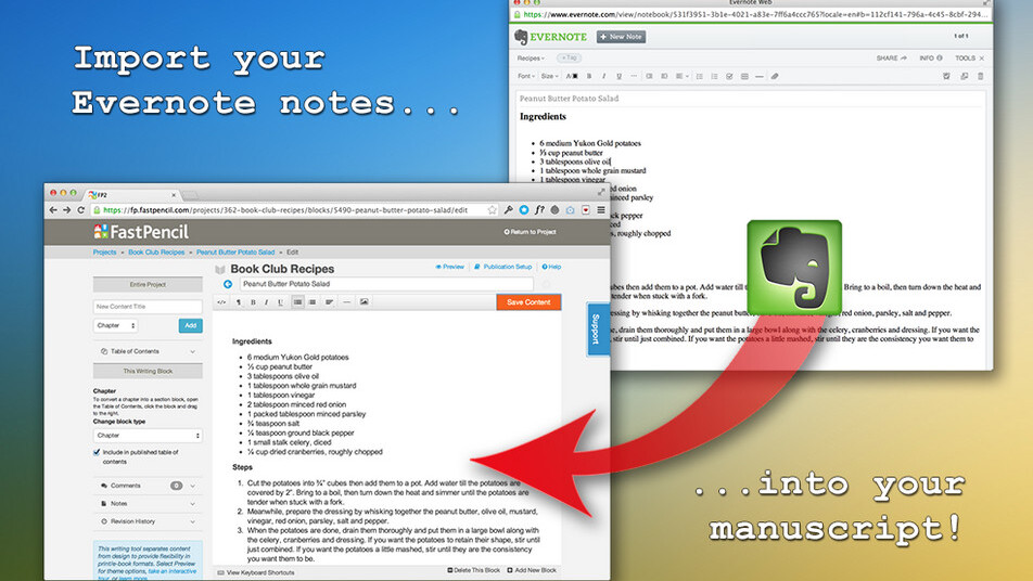 Evernote integrates with FastPencil so you can publish your notes as a book