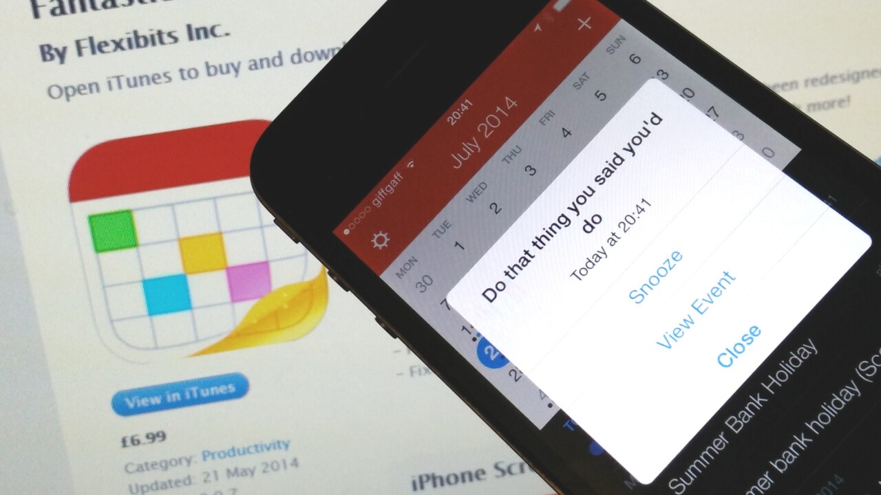 Fantastical for iOS now lets you snooze calendar reminders