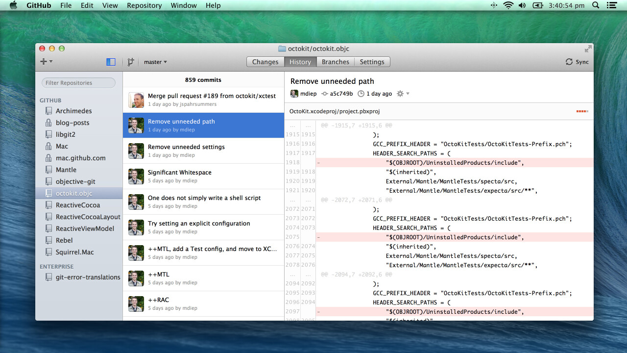 GitHub for Mac simplified with a focus on faster navigation