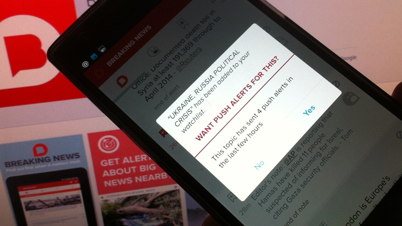 Breaking News for Android now delivers alerts based on your proximity to the breaking news