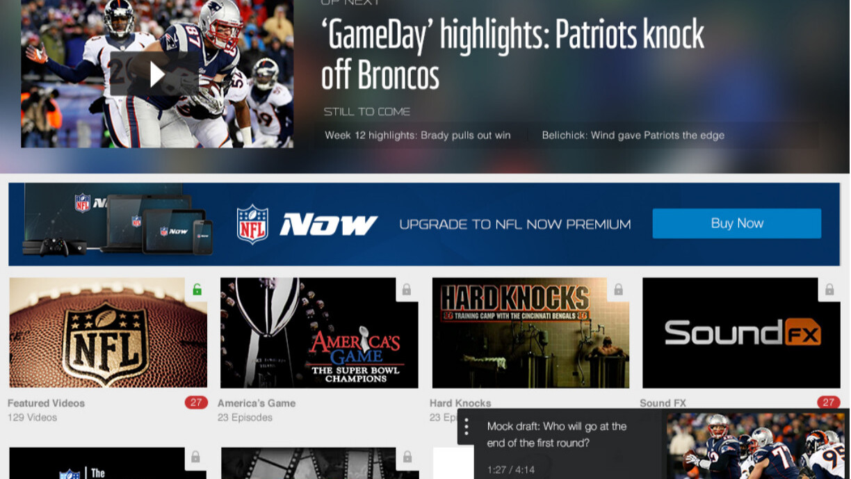 NFL Now app expands to set-top devices, with a premium option for instant in-game highlights