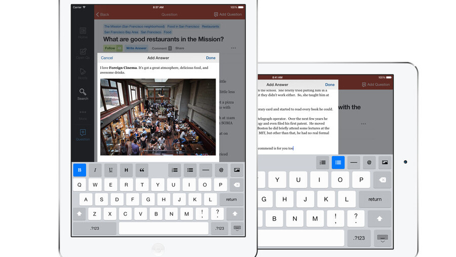 Quora releases an iPad app and a redesigned text editor