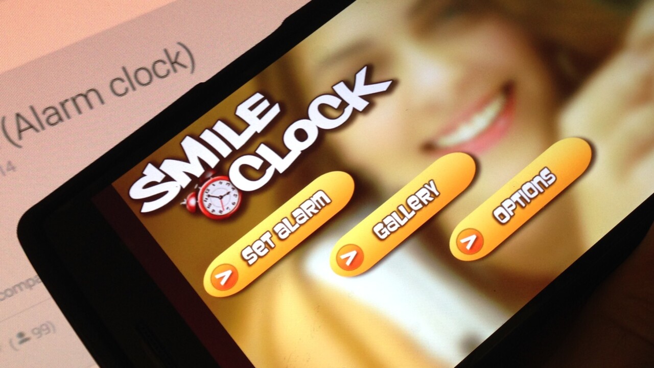 Smile Clock for Android forces you to grin to stop your alarm in the morning