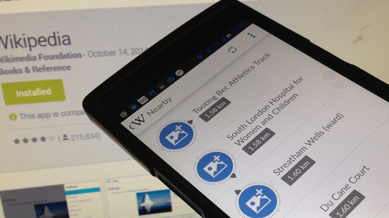 Wikipedia for Android now shows you articles based on your current location