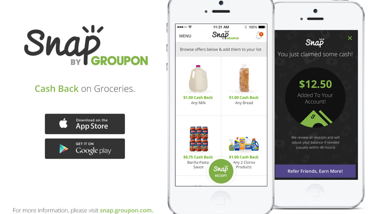 Groupon’s Snap app offers cash-back on groceries in the US and Canada
