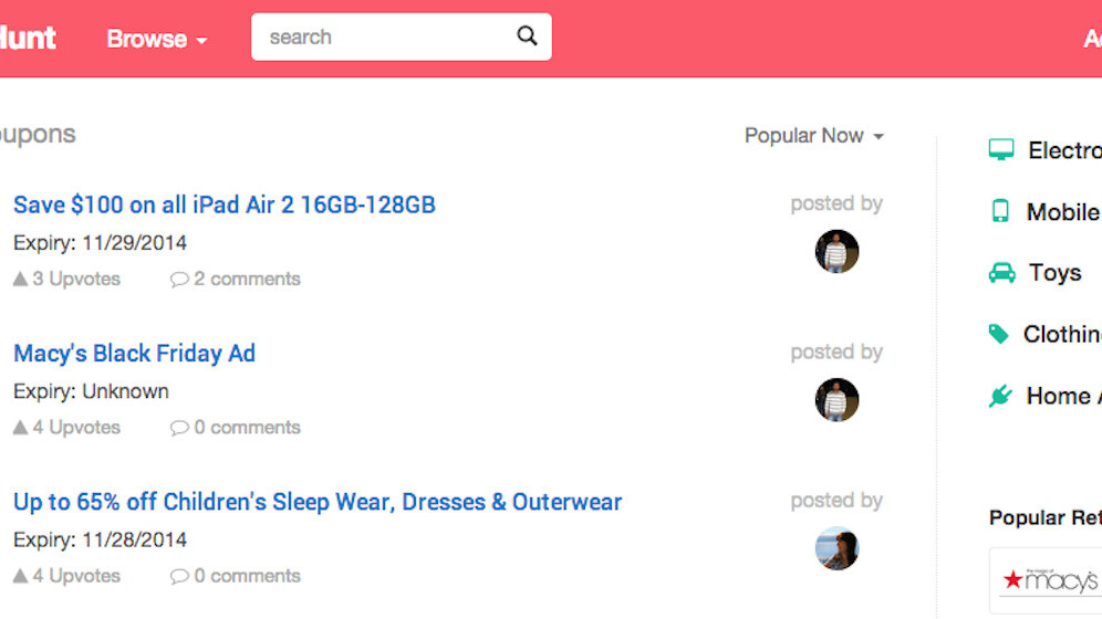 CouponHunt: Product Hunt for coupons arrives just in time for Black Friday