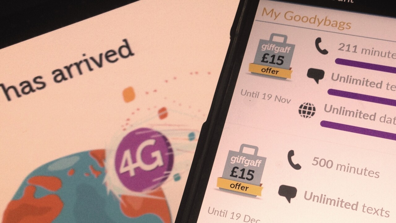 UK operator GiffGaff is now offering customers 4G connectivity, from £12 per month
