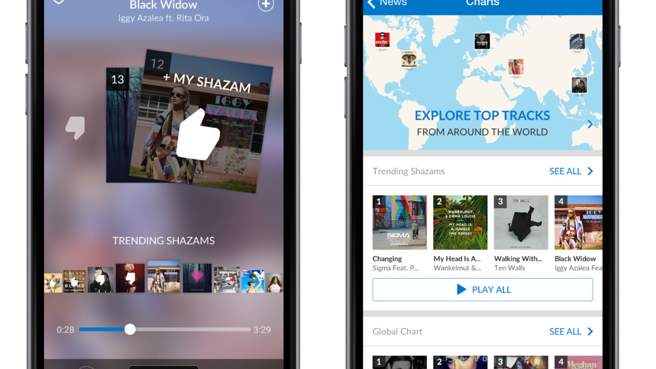 Shazam mobile update adds in-app music player, deeper Spotify integration and ‘Shazam Counts’