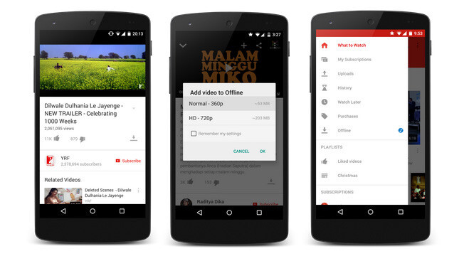 YouTube for Android brings offline playback to India, Indonesia and the Philippines