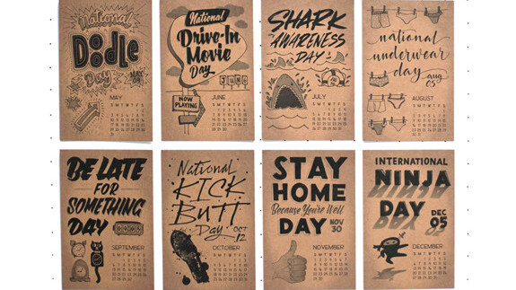 Celebrate 2015’s silly holidays with a hand-drawn and lettered calendar