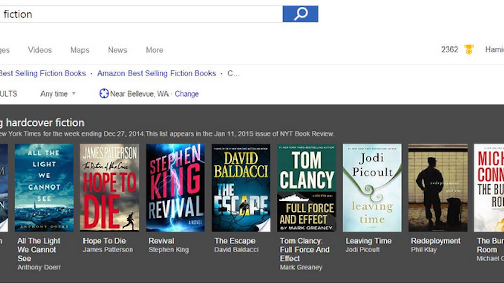 Bing adds New York Times best-sellers search to reveal great books