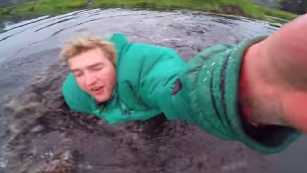 Would you jump into a river to save your drone? This guy did…