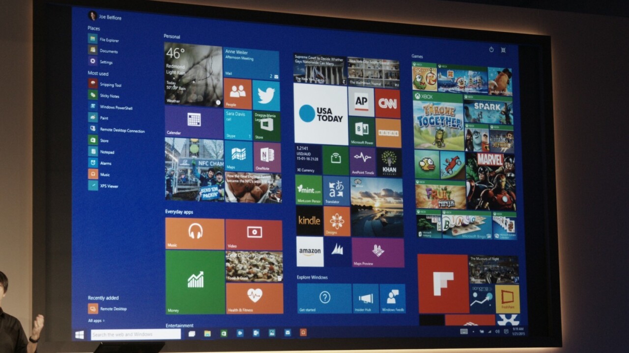 This is Windows 10’s new Start screen