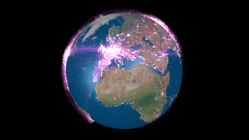 This visualization of the world’s airline flight traffic is mesmerizing