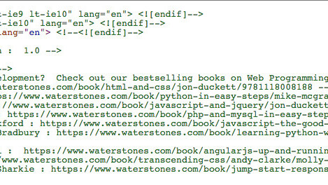 British bookseller Waterstones hid a reading list for developers in its source code