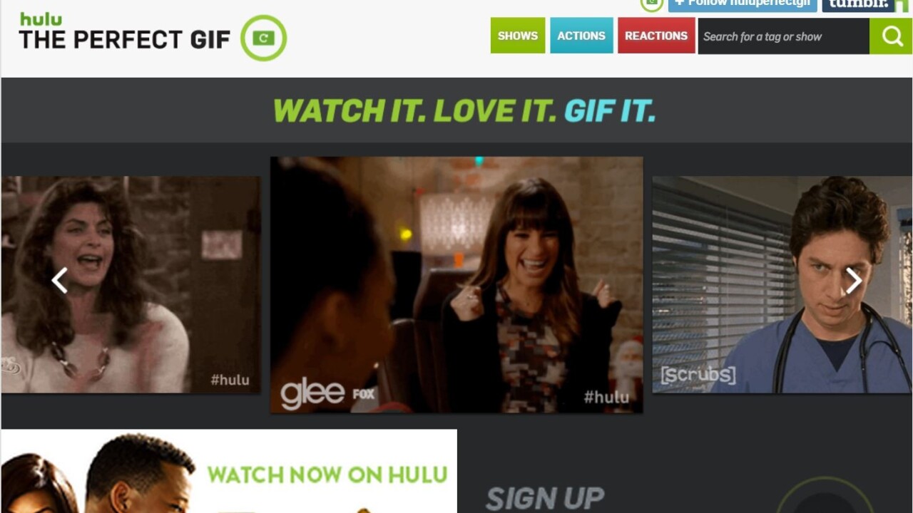 Hulu just launched a GIF search engine for images from its shows