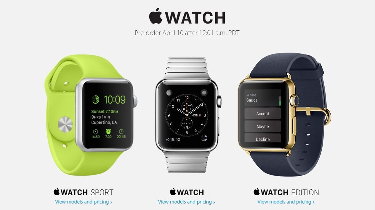 Apple Watch pre-orders start at 12:01 a.m. PDT on April 10