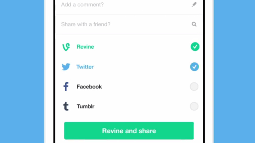 Vine’s new share screen lets you post to multiple social networks at once, including Tumblr