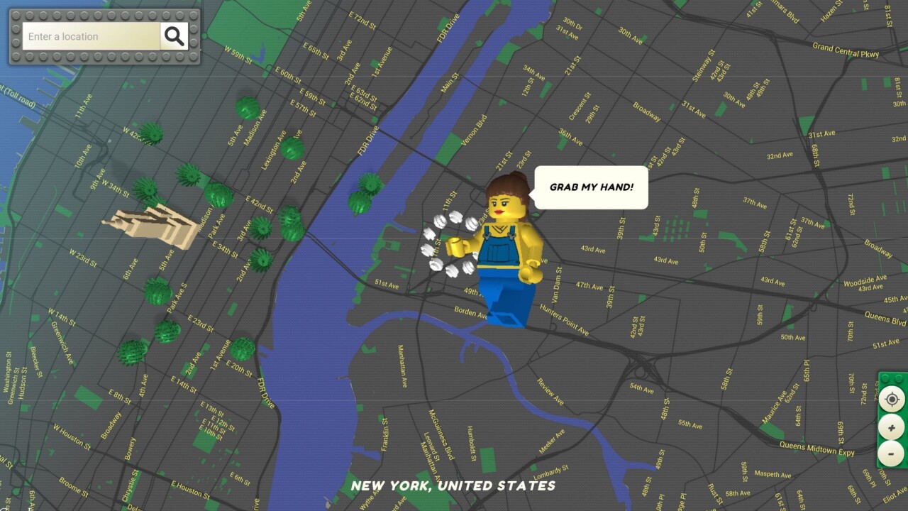 Explore all of Google Maps in Lego form with this Web app