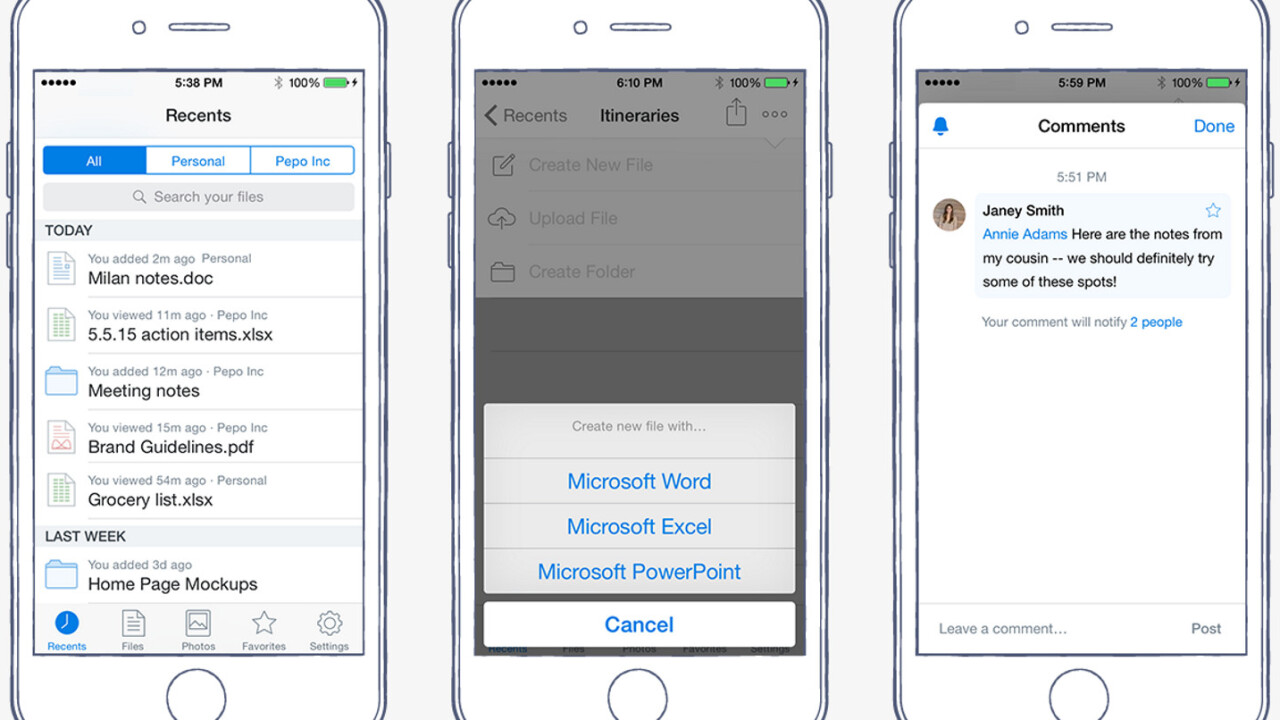 Dropbox rolls out mobile commenting on iOS devices, new Office file creation coming soon