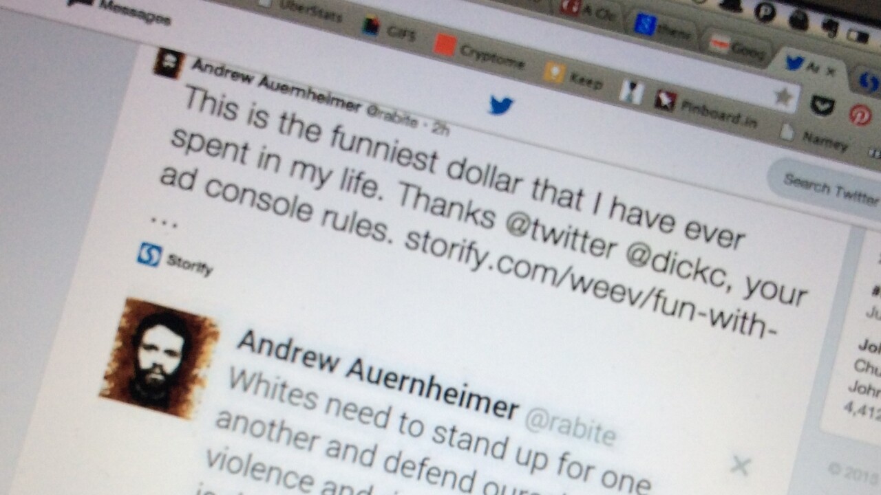 This notorious troll is gaming Twitter ads to promote white supremacism