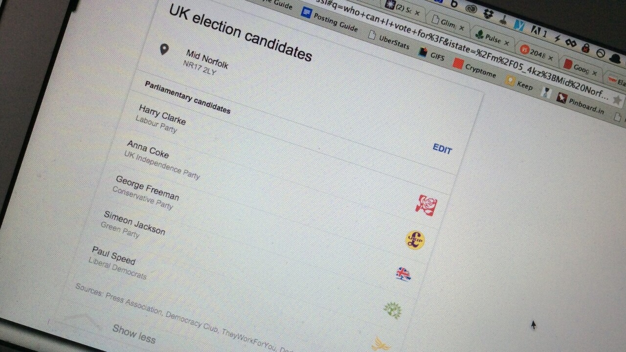 Who can you vote for in the UK general election? Google will tell you