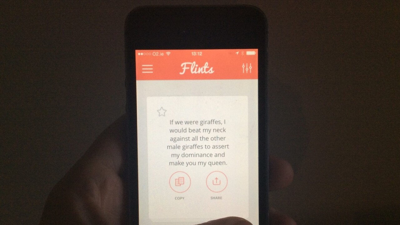 Too stupid to come up with crass Tinder chat up lines? Flints does it for you