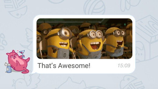 Telegram with Aniways suggests GIFs and Smart Emoticons as you type