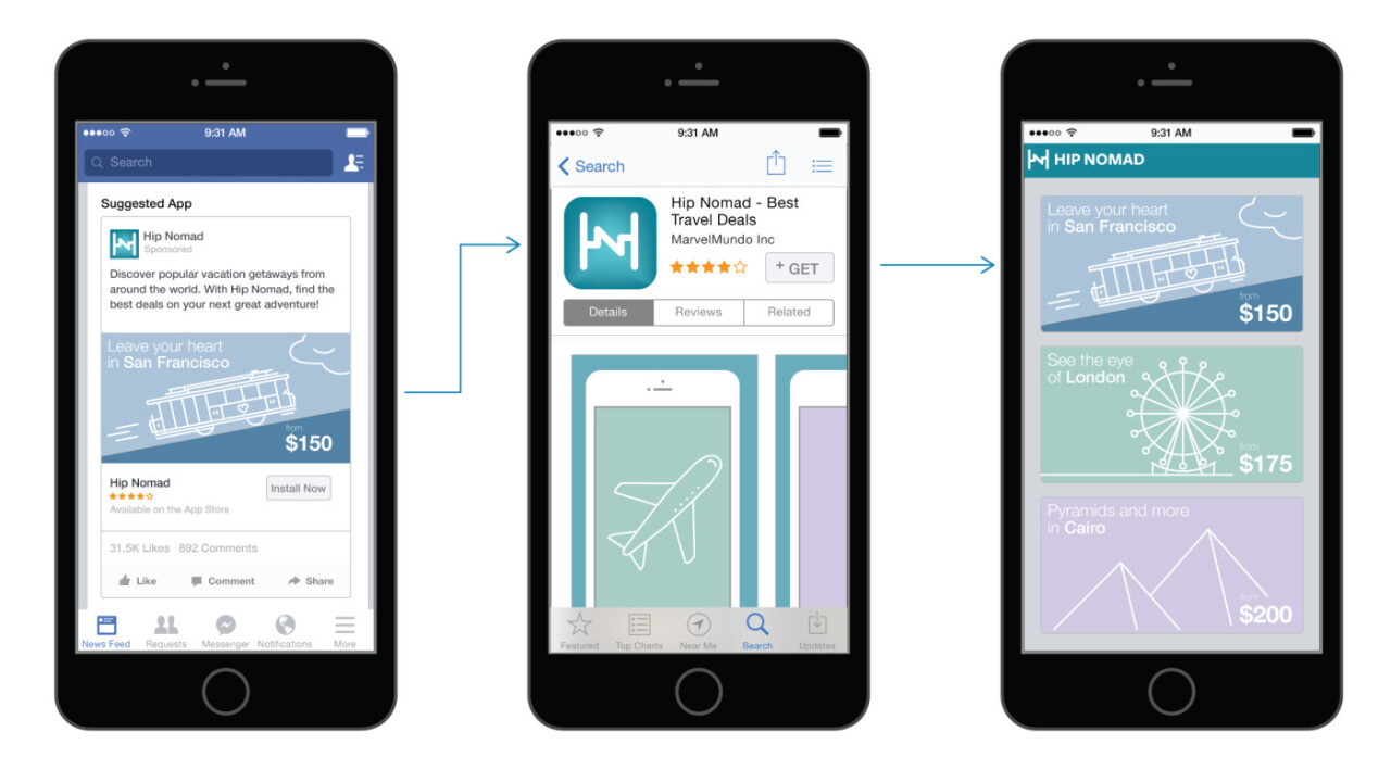 Facebook’s in-app downloads can now show an ad landing page immediately after install
