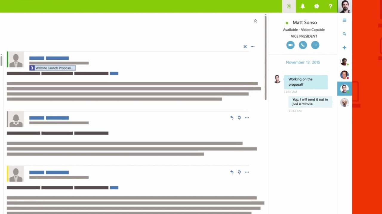 Office 365 integrates Skype for Business chat and calls on the Web