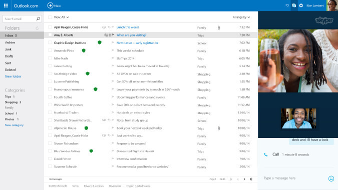 Microsoft takes on Google’s Hangouts with tighter Skype integration on Outlook.com