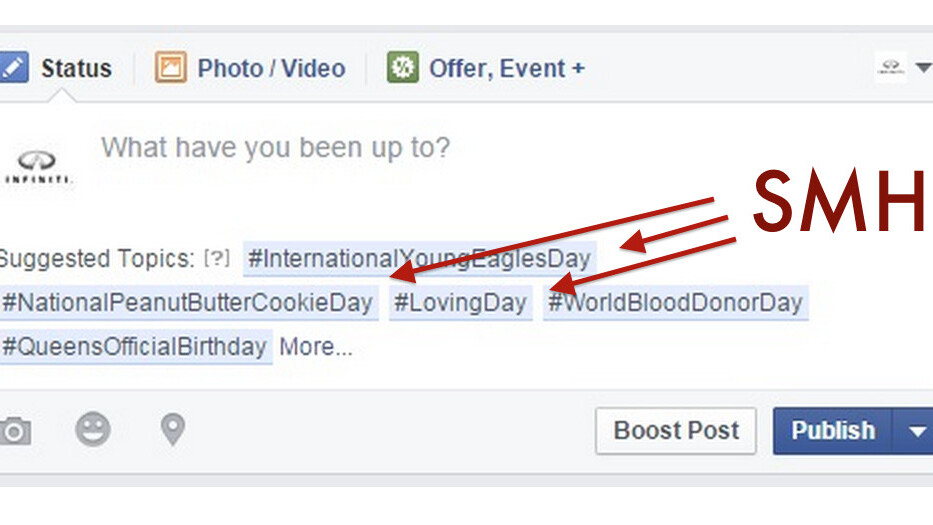 Facebook wants to suggest status update topics, and that’s a terrible, horrible, very bad idea