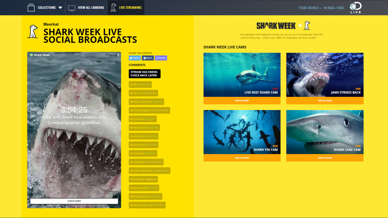 Discovery links up with Meerkat for live video streams during Shark Week