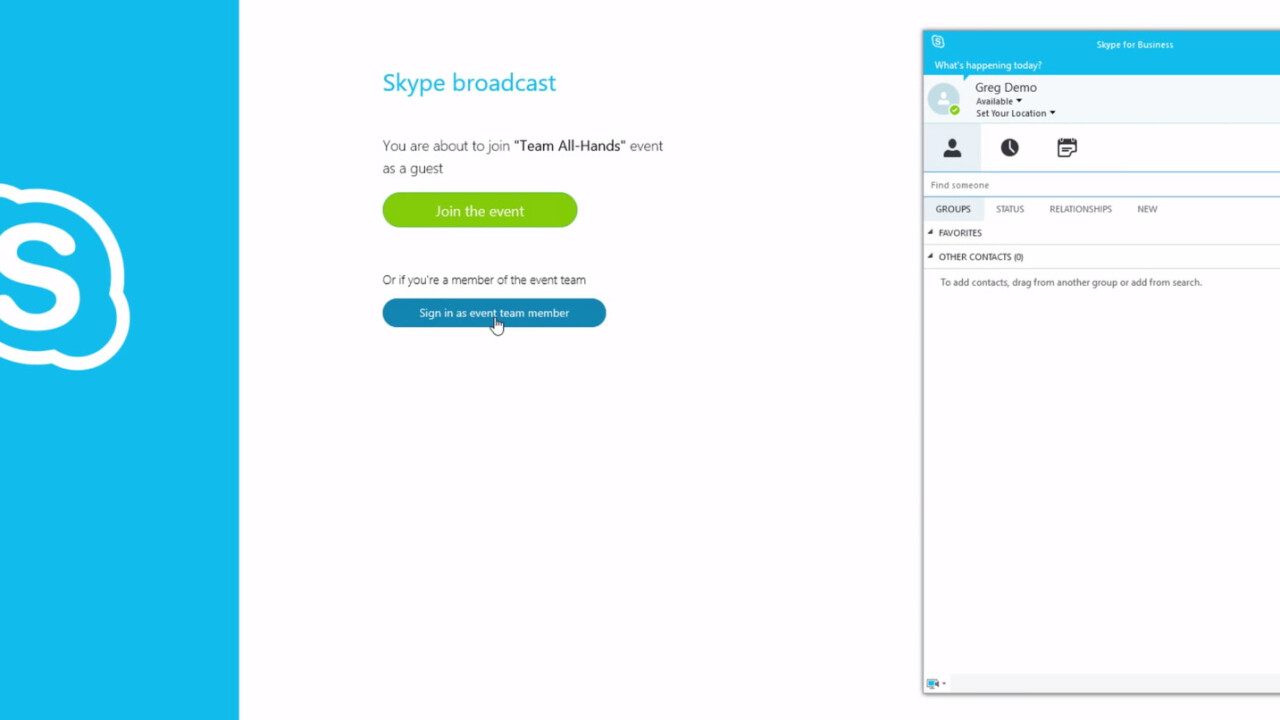 Office 365 enterprise users can now broadcast to 10,000 people at once via Skype for Business, should they wish