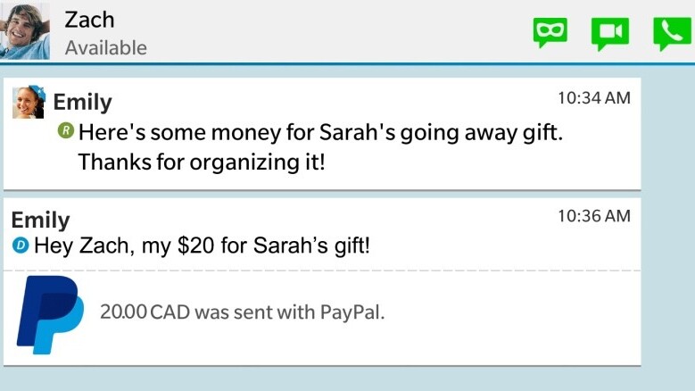 BBM now lets some users send and receive money via PayPal