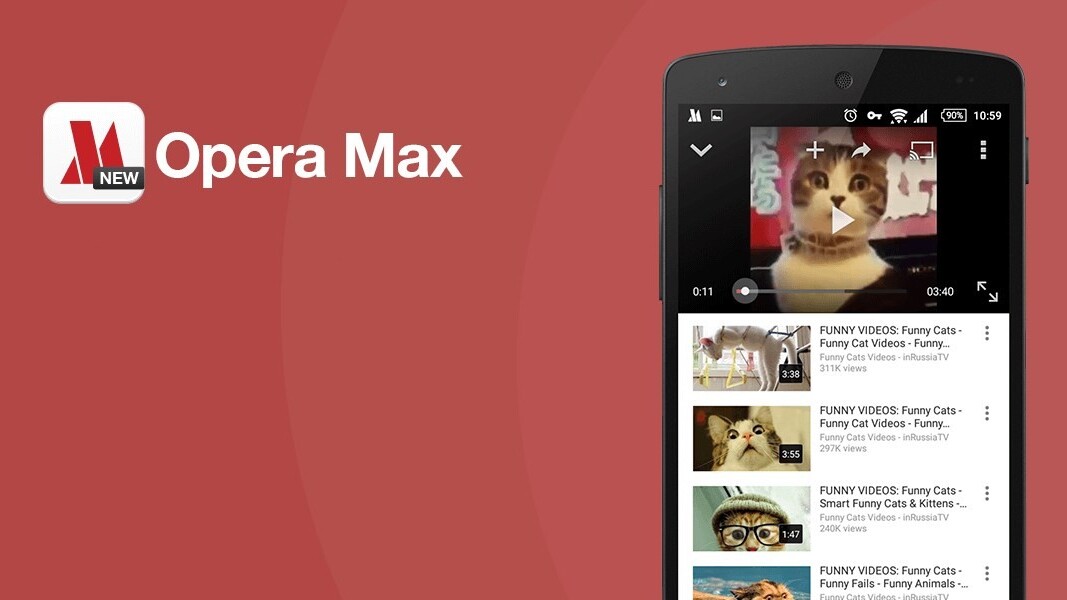 Opera Max reduces buffering when streaming YouTube and Netflix on Android