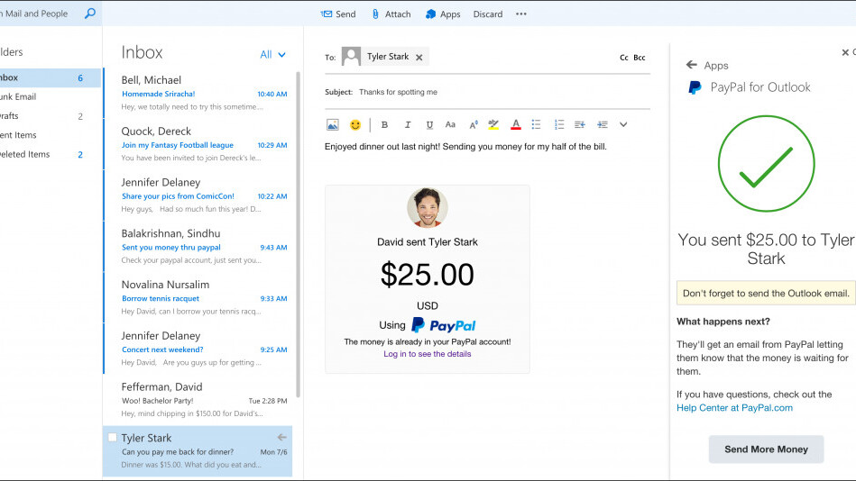 Microsoft is rolling out Uber, PayPal and Evernote add-ins for Outlook