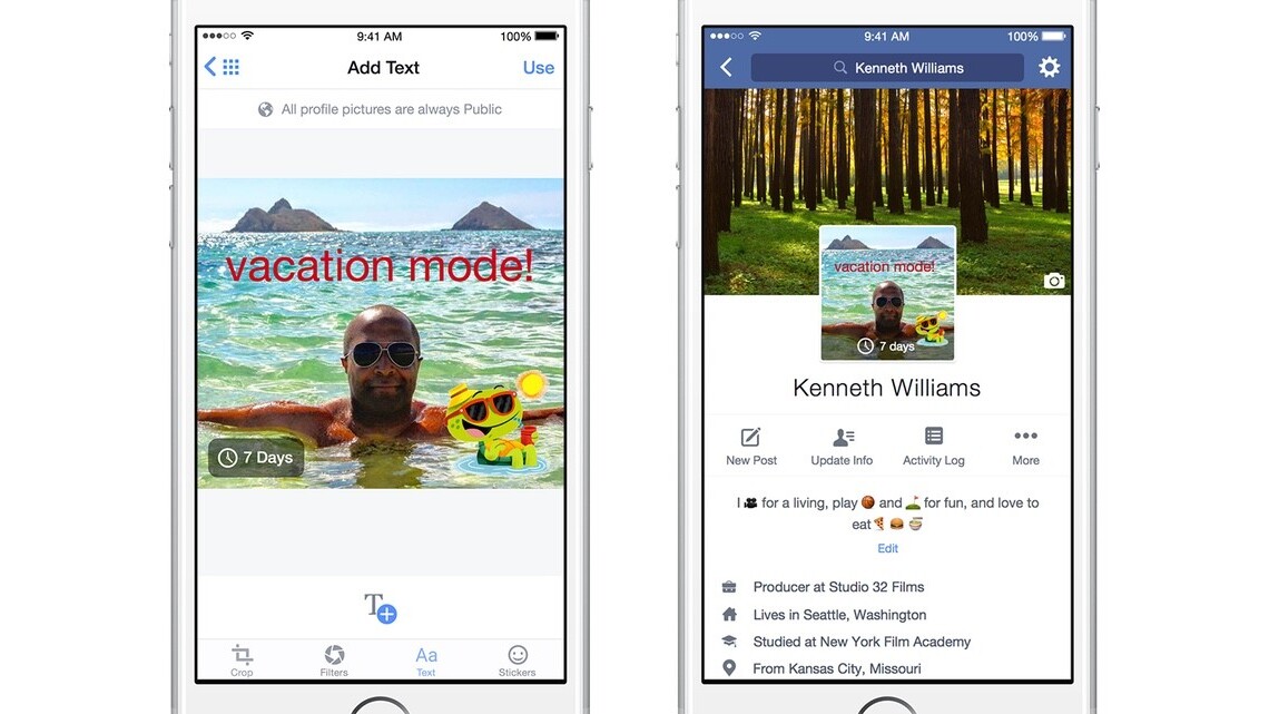 Facebook tests GIF-style profile pictures and a new layout